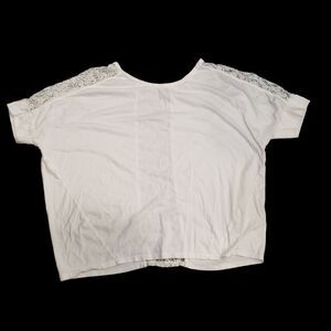 Lane Bryant White Top With Transparent Lace Cut Out